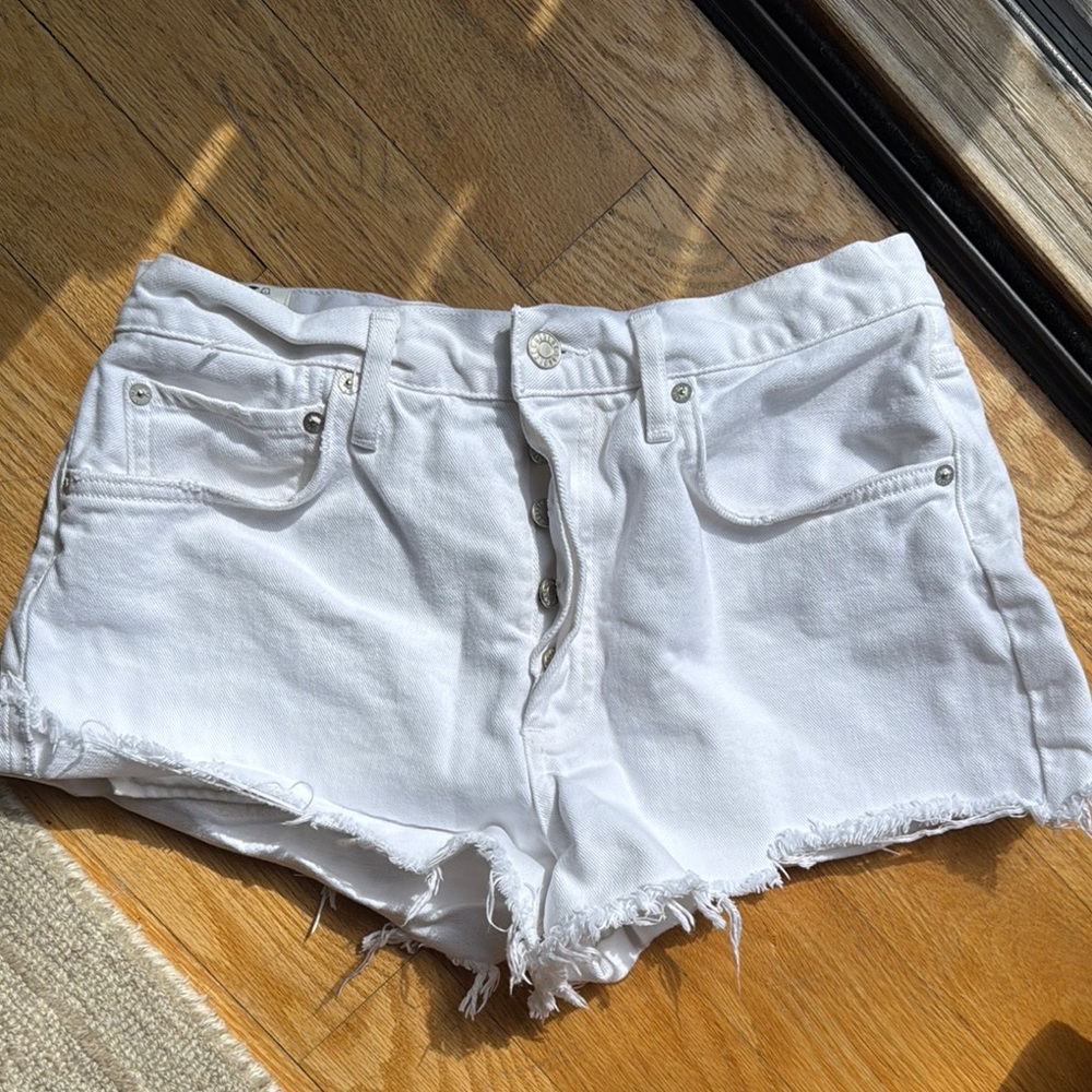 Agolde white denim shorts
